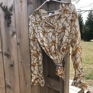 Jones New York Silk Blouse Equestrian Vibe sz 12